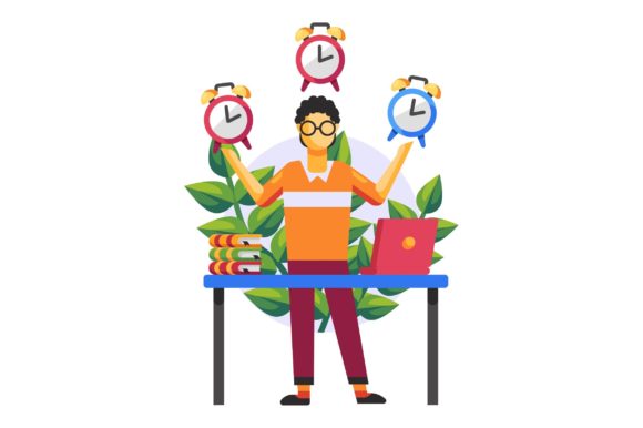 Business Icons Time Cartoon Illustration