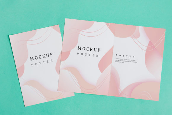 Folded Bifold Business Card Mockup