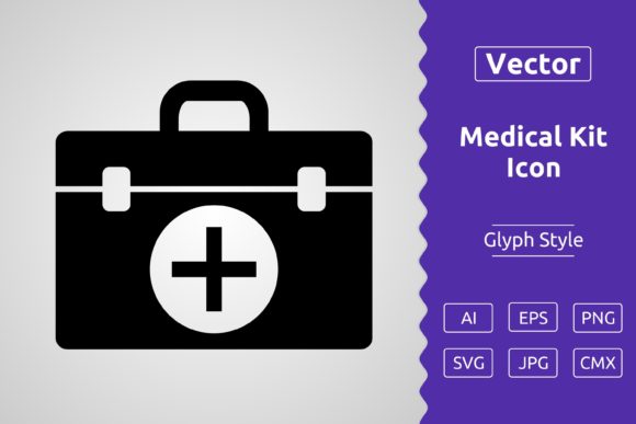 Vector Medical Kit Glyph Icon – High Quality Download